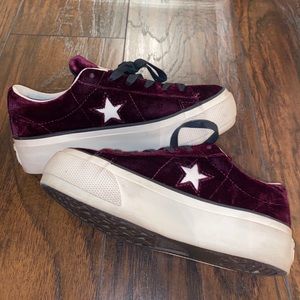 Platform Velvet Plum Converse Sneakers